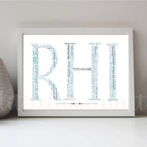 Multi Letter Word Cloud Wall Art | Photos with words | Personalised Wordart Birthday Gift | Shape Wordart