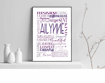 DIGITAL - Design your collage Word Art - Your own words, Any Colour, Any Occasion, Birthday Gift, Teacher Year End Gift, Play room decor