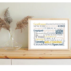 Personalised Any Age Birthday Word Art, Anniversary Word Art Cloud Print
