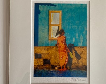 Kerala Woman Photograph, matted, ready to frame