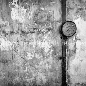 Pressure Drop industrial gauge, fine art photograph, wall decor, black and white wall art, archival print, Turkish pressure gauge, concrete