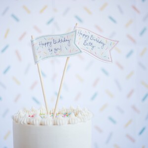 Happy Birthday Personalised Cake Flag Topper image 4