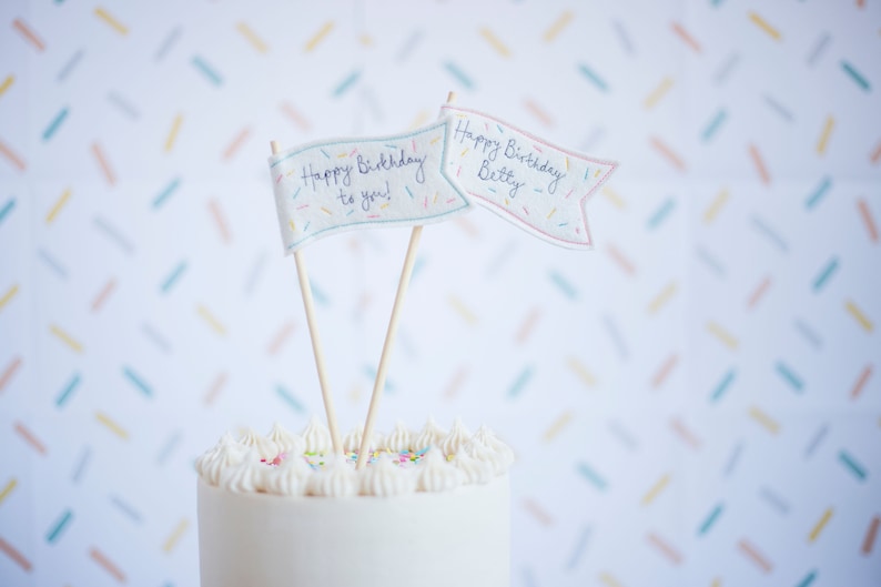 Happy Birthday Personalised Cake Flag Topper image 4