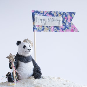 Happy birthday message flag, birthday cake topper by Jane Kent Studio.