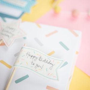Happy Birthday Personalised Cake Flag Topper image 6