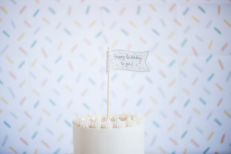 Happy Birthday Personalised Cake Flag Topper image 2