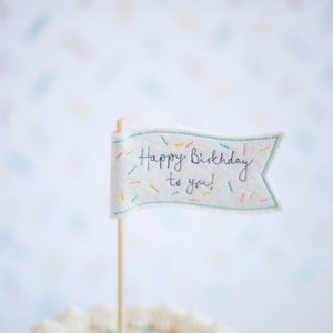 Happy Birthday Personalised Cake Flag Topper image 3