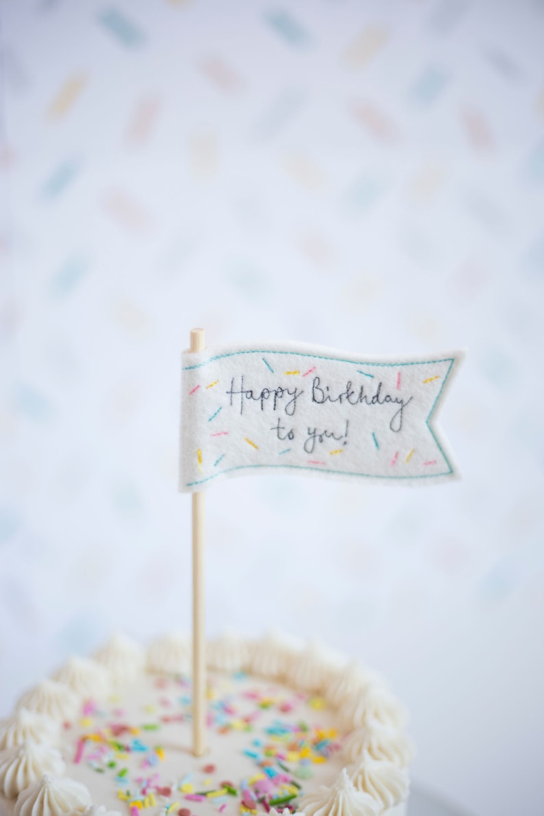 Happy Birthday Personalised Cake Flag Topper image 3