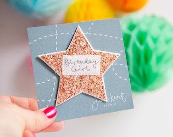 Magnetic Birthday Badge: Sparkly Embroidered Star