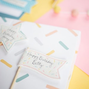 Happy Birthday Personalised Cake Flag Topper image 5