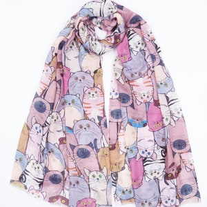 Cute Cat  Print Shawl Wrap Scarf All Seasons Scarves For Cat Lovers