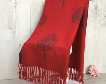 Tree Of Life Cashmere Blend  High Quality Soft Large Reversible Scarf Blanket