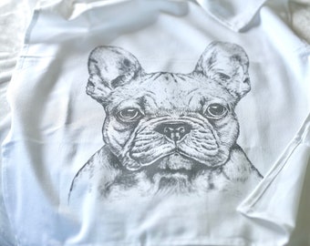 Kitchen towel, printed with French bulldog, available with 7 animals