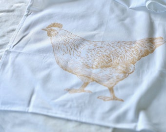 Torchon de cuisine, imprimé Poule d'orée, disponibles avec 7 animaux