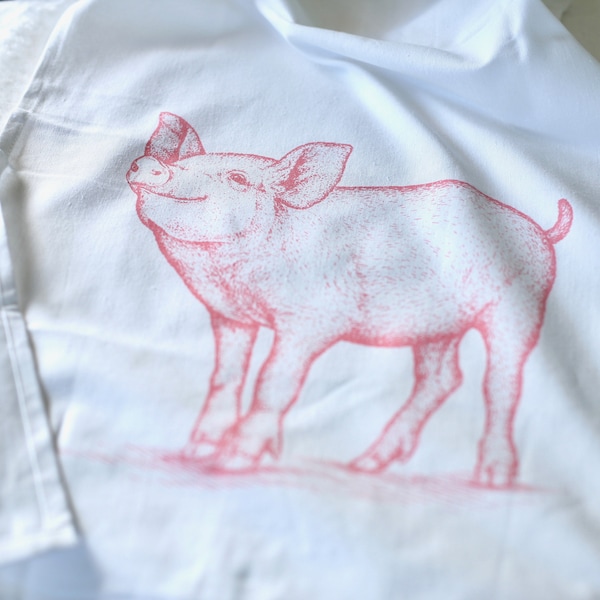 Torchon de cuisine, imprimé petit cochon rose, disponibles avec 7 animaux