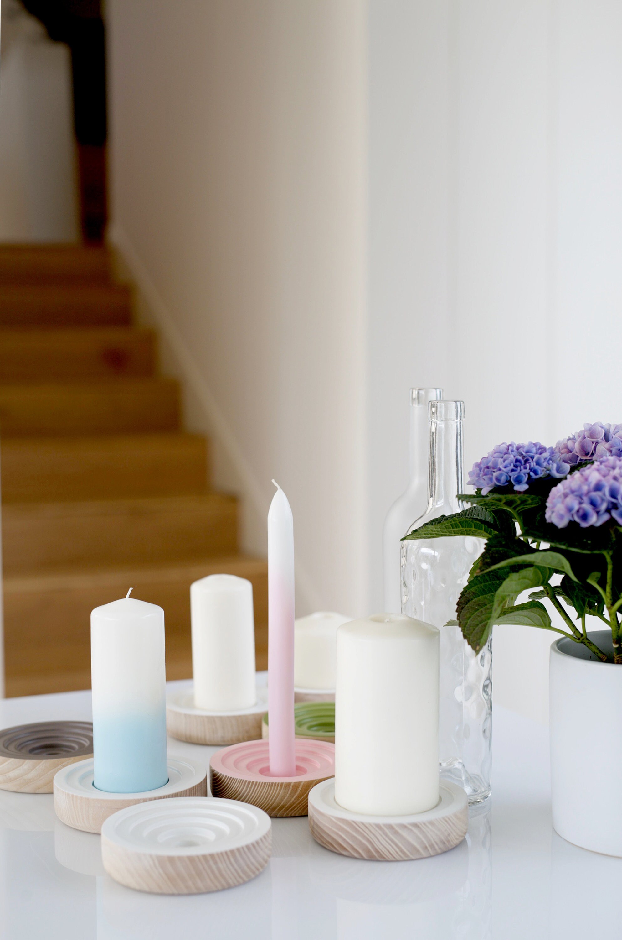 Bougeoir en Bois Disponible 4 Couleurs Pastels