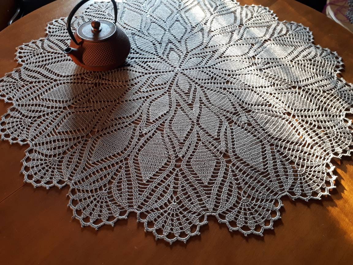 Extra Large Dentelle Brune Au Crochet Doily 36 , Belle Décoration Faite à La Main, Cadeau de Mariage