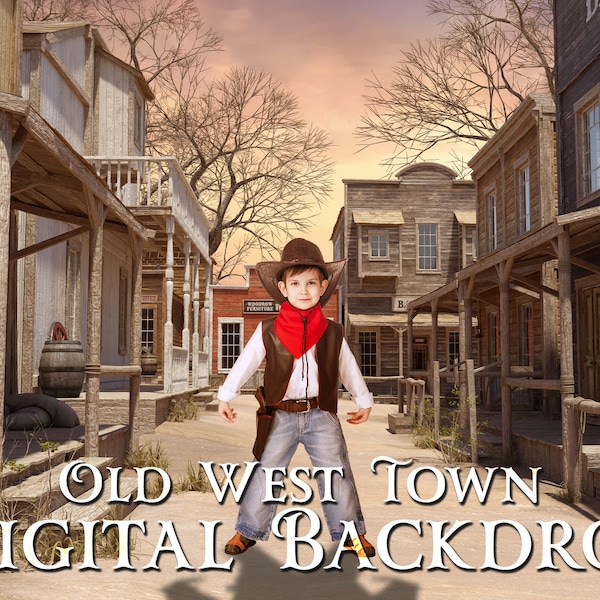 Old West Town Digital Background, Western Backdrop, Cowboy Backdrop Portrait Photography , Wester Horse overlay