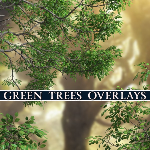 Green Trees overlays , Tree overlays , Overlays for Photoshop, Trees, Plants, Scrapbooking, PNG Overlays, Digital Downloads