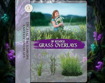 Grass Overlays , Photoshop , Plants, Cutouts, Scrapbooking, PNG Overlays, Digital Downloads