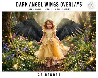 Angel Black Wings, digitale vleugels, digitale overlays, Angel White Wings, png-vleugels, Photoshop-overlay