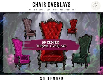 Fantasy Throne Overlays PNG | Gothic Chair Render Bundle | Dark Royal Throne Clipart | 16 Fantasy Chair Overlays