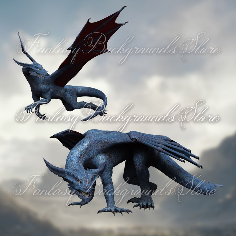 Blue Dragon Overlays , Digital Dragon , Fantasy Dragon , Dragon ...
