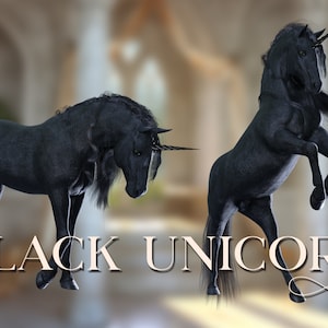 Digital Fantasy Black Unicorn , Horse , Horse overlays , Unicorn Overlays , Png , Unicorn