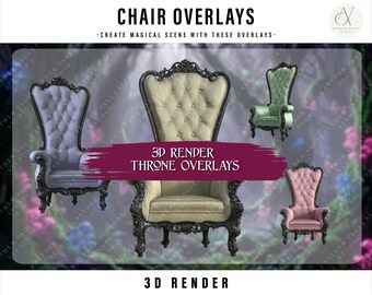 Thronstuhl Overlays PNG Bundle, Fantasy Thron PNG, Gothic Chair Overlay, Royal Chair Render, Dark Fantasy Prop, Photoshop Overlay Pack