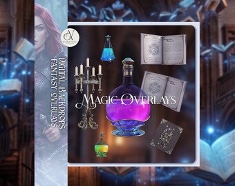 Zaubertränke, Zauberbücher Overlays, Fantasy Bücher, Magische Overlays