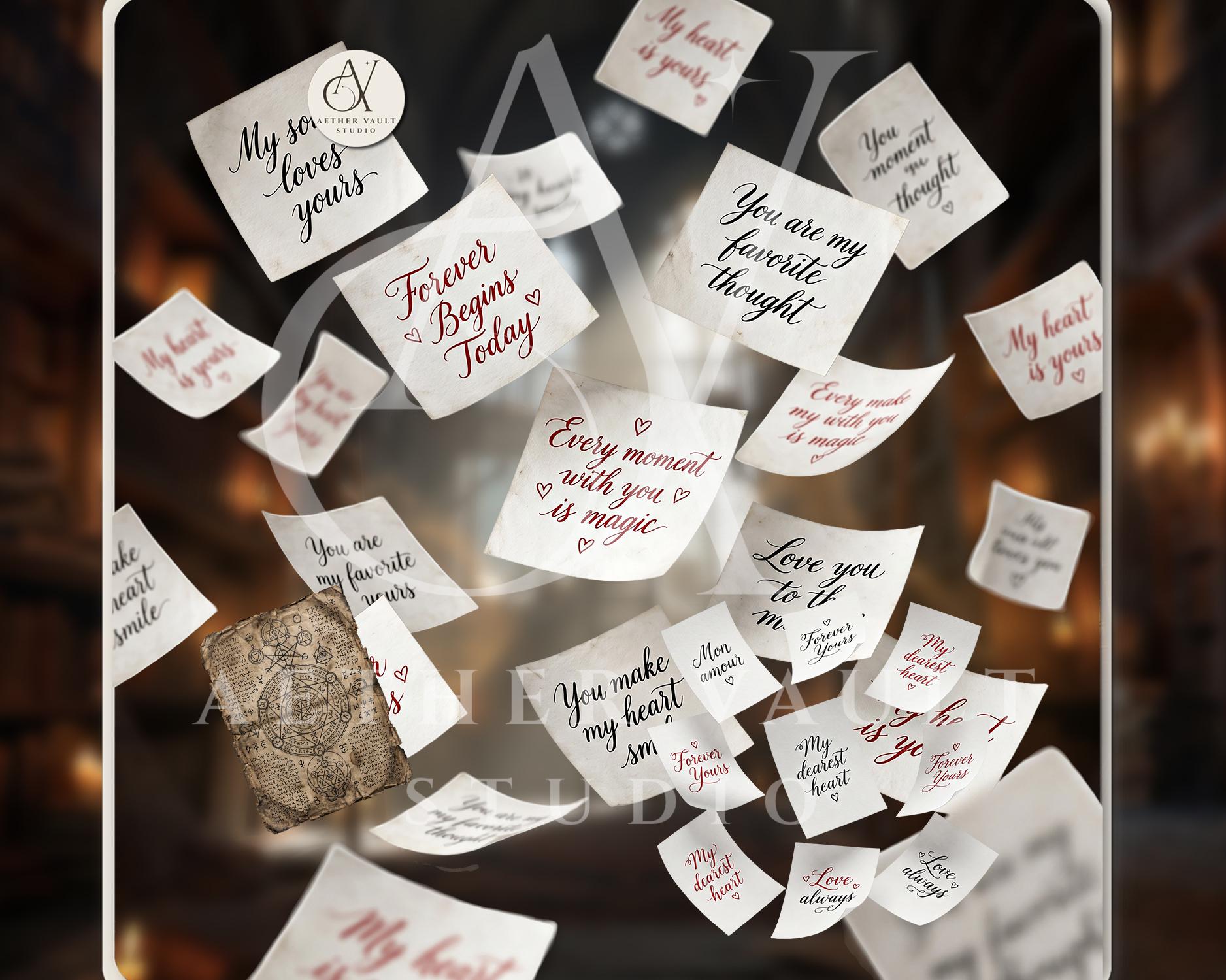 30 Magic Flying Paper Overlays PNG – Fantasy Book Pages, Floating ...