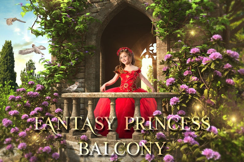 Digital Princess Garden Background With Overlay, Princess Backdrop ...
