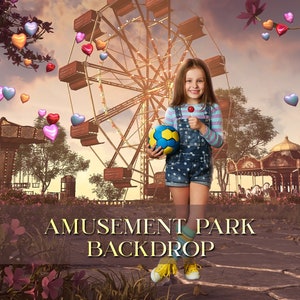 Amusement park background, Carnival backdrop , Balloons Overlays