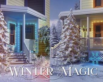 Winter fantasy Digital Backdrop, Winter Backdrop Photo Overlays , Photography Backgrounds and Backdrops