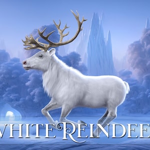 White Fantasy Reindeer overlays , Reindeer Overlays , Christmas Overlays , Fantasy Overlays