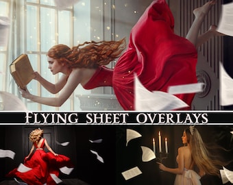 27 Flying sheet paper overlays,Magic Books, Photoshop Overlay, Fantasy Overlays