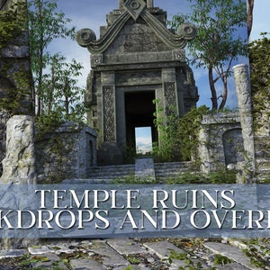 Temple Ruins digital backdrops , Temple backgrounds , Fantasy Temple , 3d Temple backdrops