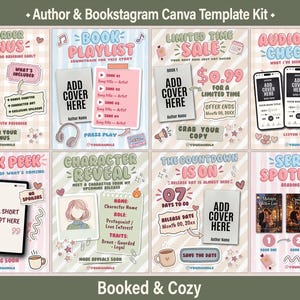Cozy Bookstagram Canva Templates | 41 Cute Author & Reader Posts | Book Launch Kit + Editable Devices | Bookish Social Media Bundle