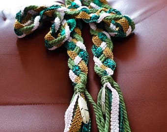 Celtic Handfasting Cord, Personalized Handfasting Cord, Irish Tradition, Celtic ceremony, Green and Ivory Braided Wedding Cord, Hand fasting