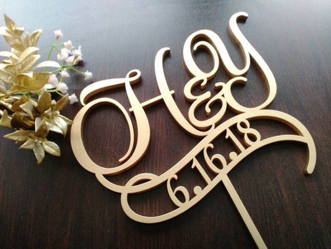 Cake topper for wedding Initials cake topper J wedding cake Etsy