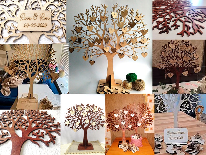 Hearts Wedding Guest Book Rustic Wedding Wishing Tree Wedding guest book alternative Wedding wish tree with tags Wedding Decor Heart Sign image 2