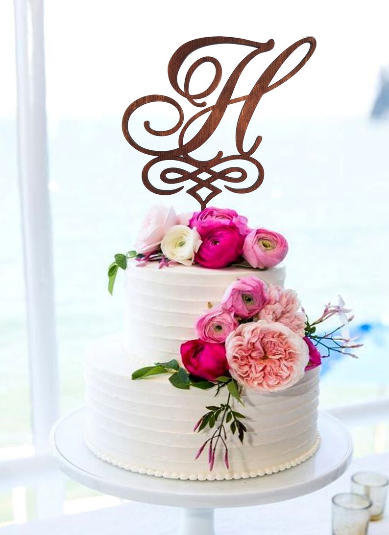 Letter H Cake Topper Wedding Cake Topper H Gold Monogram Cake Etsy