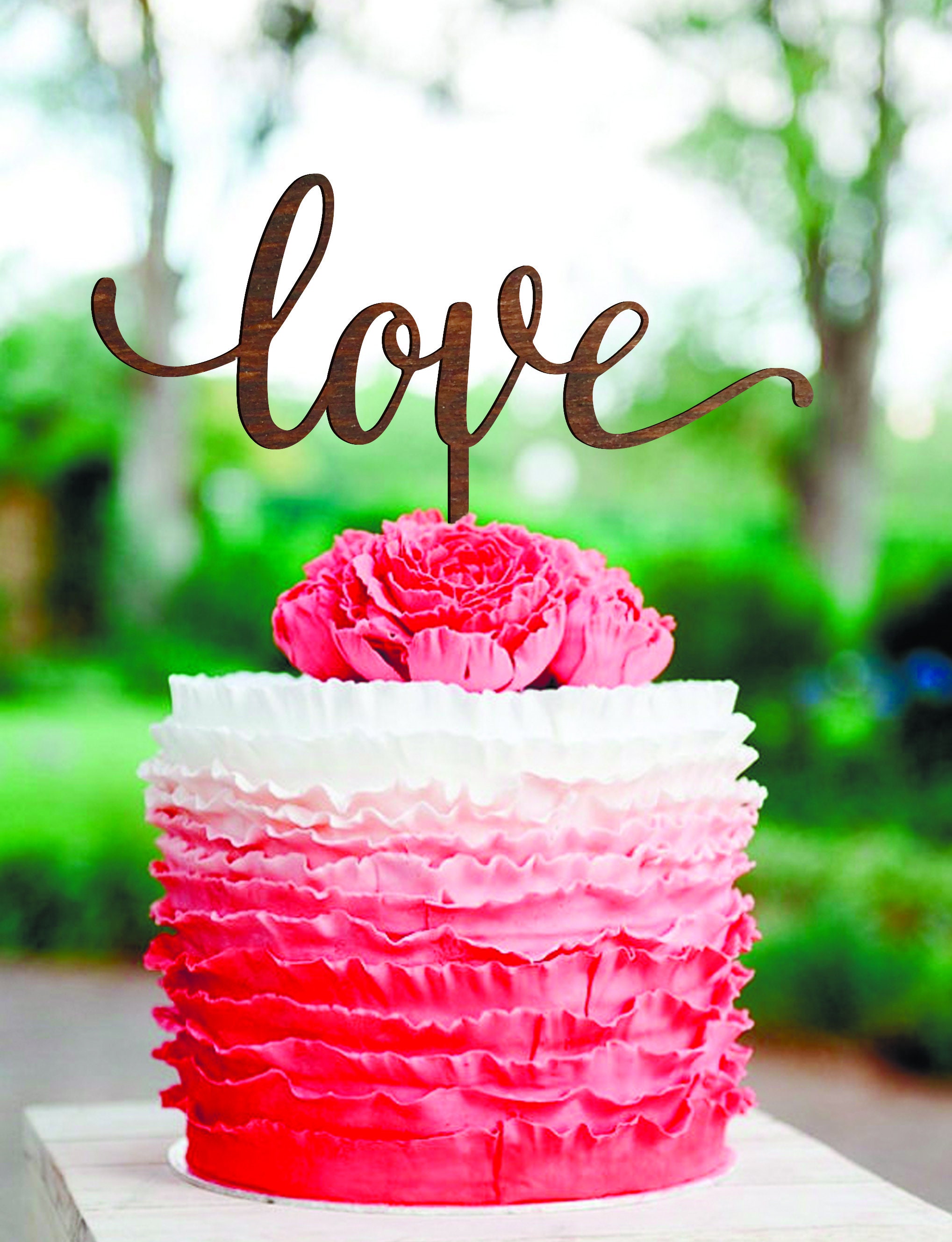 Wedding Cake Topper Love Cake Topper Gold Wood Cake Topper Etsy