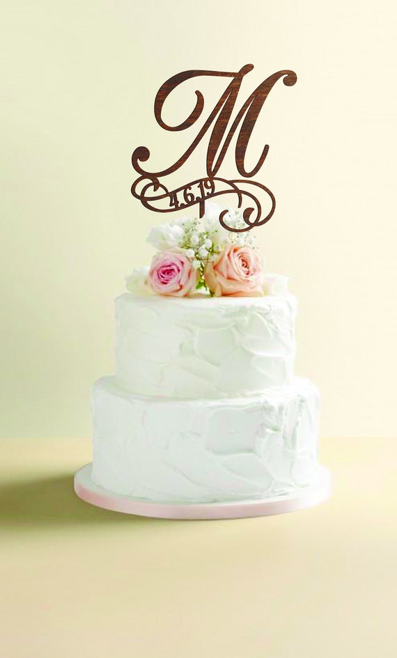 Rustic Wedding Cake Topper Date M Cake Topper Wedding Cake Etsy