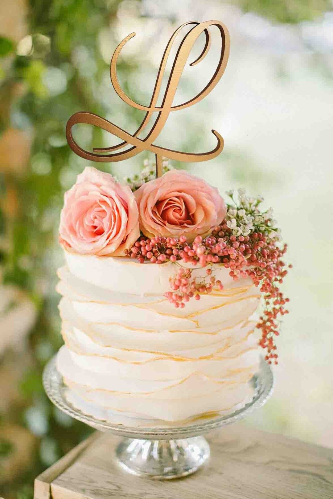Letter L Cake Topper Silver Gold Monogram Wedding Cake Topper L Initial ...