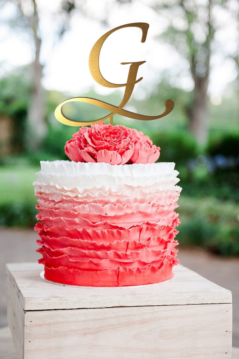 Letter G Cake Topper Gold Monogram Wedding Cake Topper Initial Etsy