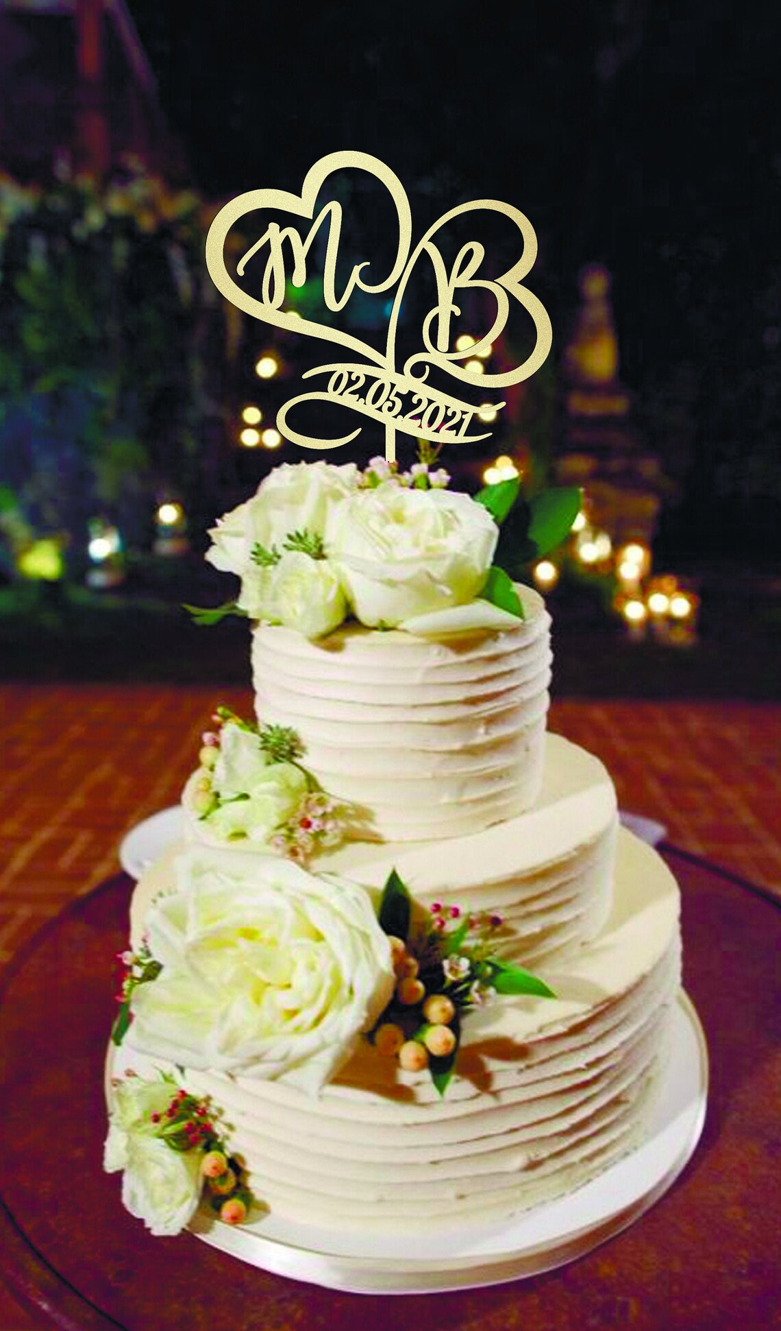 Wedding Cake Topper With Date Cake Topper M Cake Topper B Wood Etsy