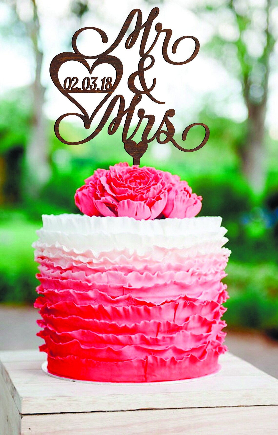 Mr And Mrs Wedding Cake Topper Wood Personalized Cake Topper Etsy