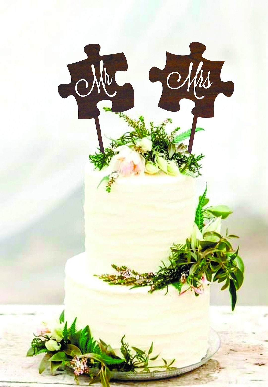 Puzzle Cake Topper Wood Wedding Cake Topper Wood Mr and Mrs Puzzle Cake ...