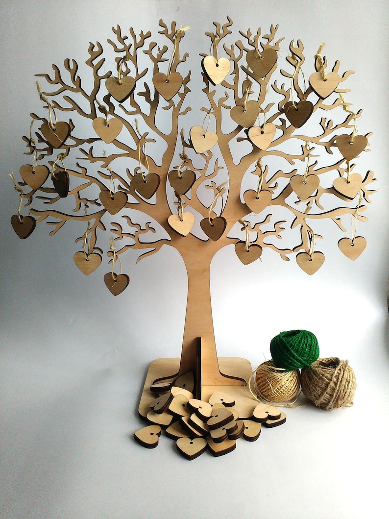 Hearts Wedding Guest Book Rustic Wedding Wishing Tree Wedding guest book alternative Wedding wish tree with tags Wedding Decor Heart Sign Not painted